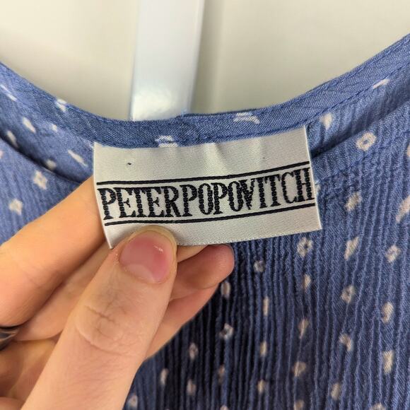 Vintage 90s Blue Polka Dot Textured Cap Sleeve Top Indie Minimalist Y2K - Picture 3 of 6